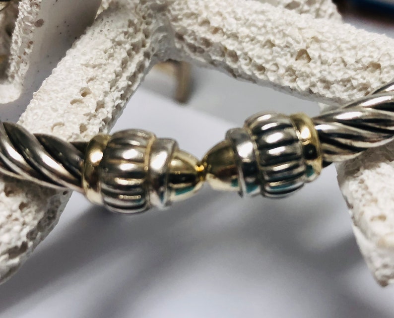 FLLI Menegatti Sterling Silver 925-18K gold classic cable hinged bracelet