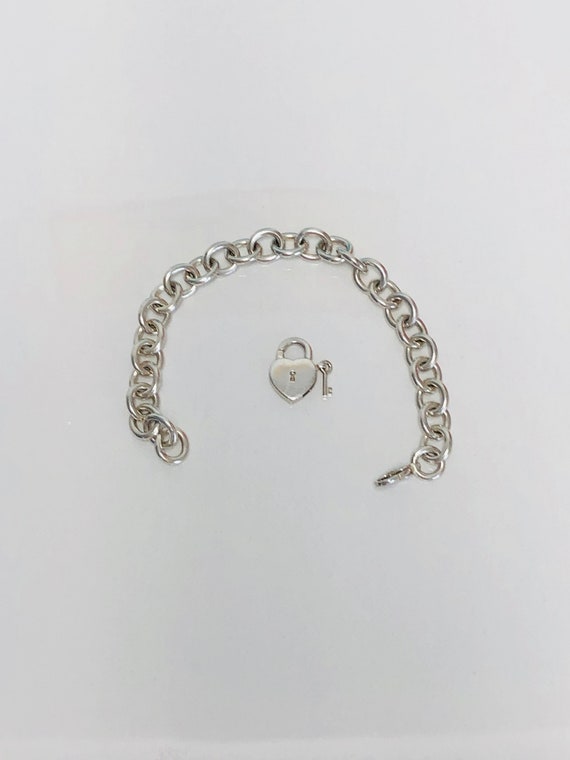 Authentic Tiffany&co.heart and Key Lock Charm Link Bracelet. - Etsy