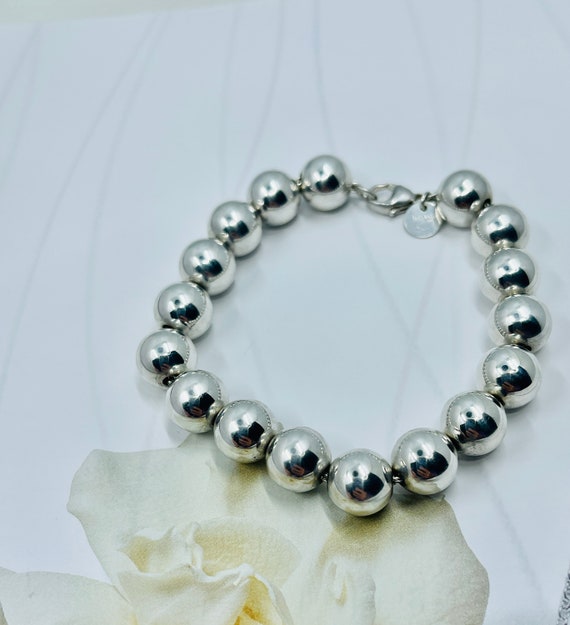 TIFFANY&Co Sterling  Silver  Ball  Bracelet .10mm - image 5