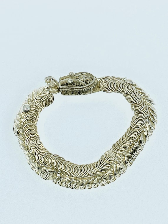 Vintage Sterling Silver Snake  Filigree Bracelet.