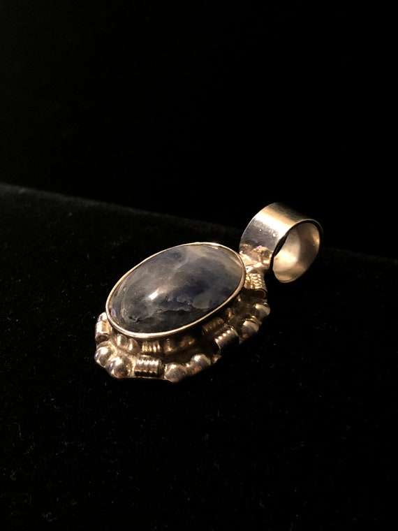 Sodalite Stone Sterling Silver Ring Pendant