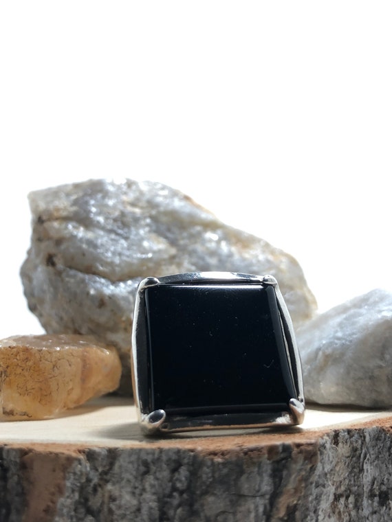 Sterling Silver Black Onyx Statement Ring