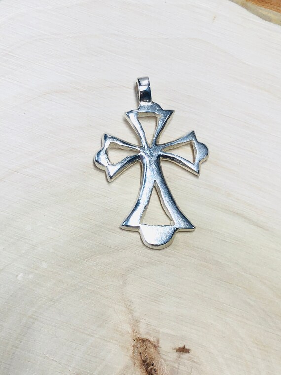 Sterling Silver Cross Pendant Open Design. - image 1