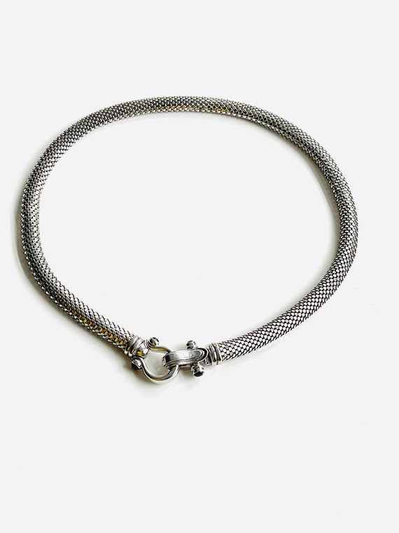 Italian Rounded Mesh Collar Necklace in Sterling … - image 2