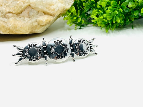 Vintage French Sterling Silver Hair Clip-80mm - image 3