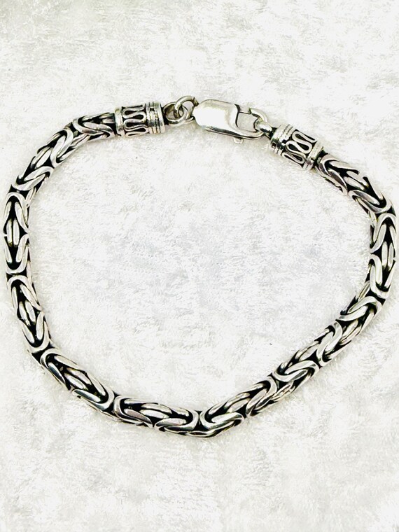 Bali Byzantine Sterling Silver Chain Link Bracelet. View 5