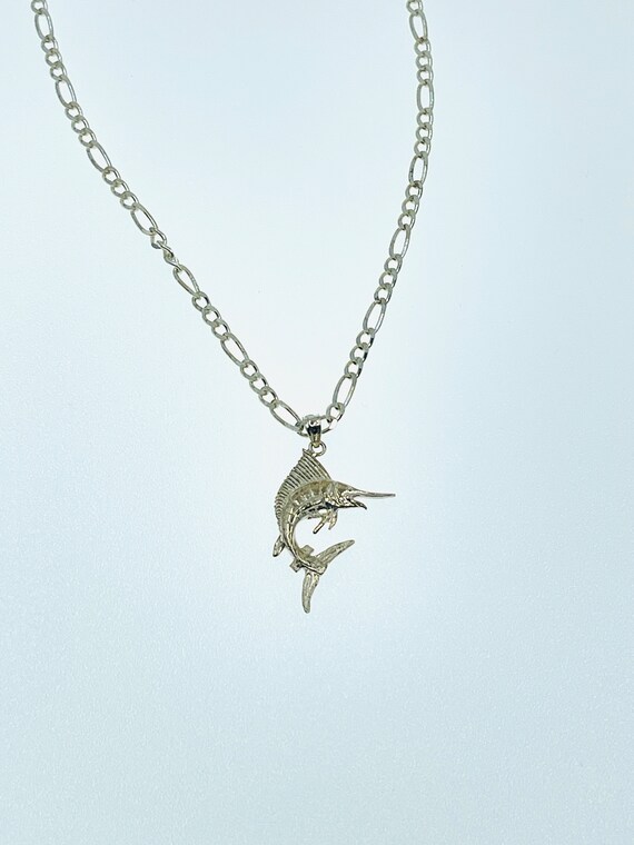 Sterling Silver Marlin Fish Pendant Necklace. - image 5