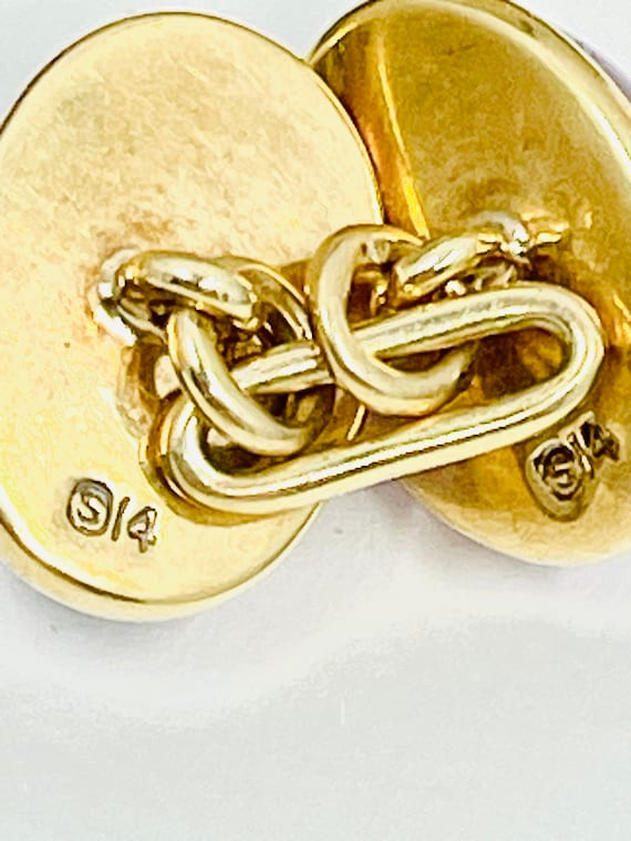 Vintage  Art Deco 14K Gold Amethyst Cufflinks. - image 9