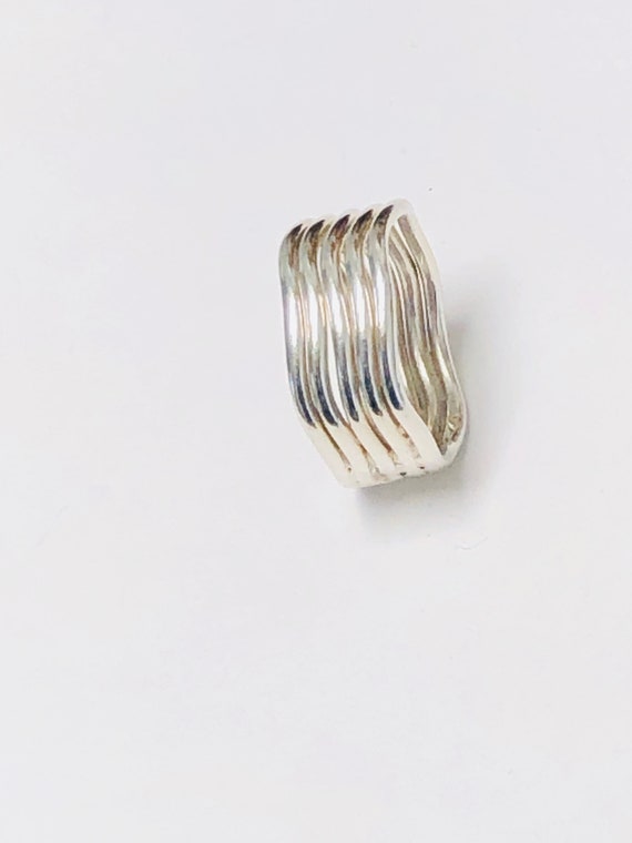 Mexican Sterling Silver Crested Wave Cigar Band r… - image 5