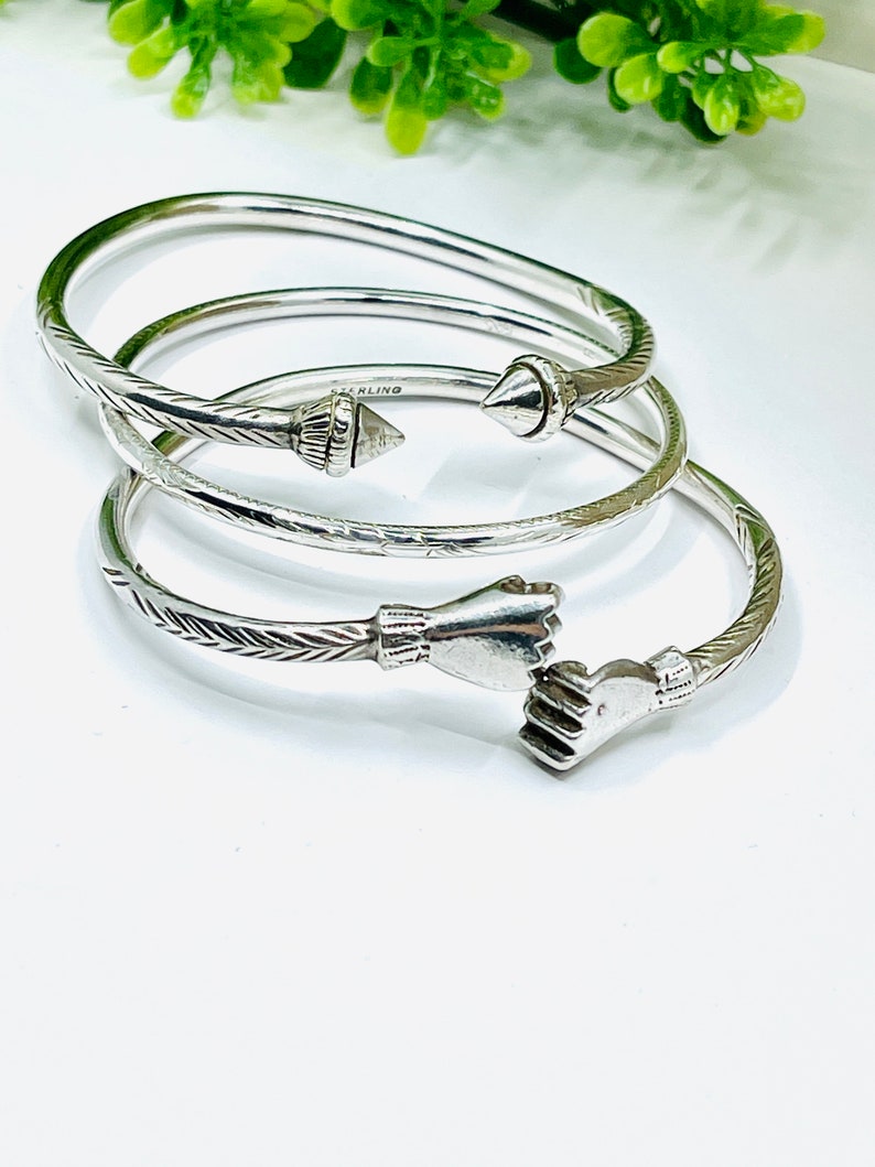 Vintage West Indian Sterling Silver Bangle Bracelets. Etsy