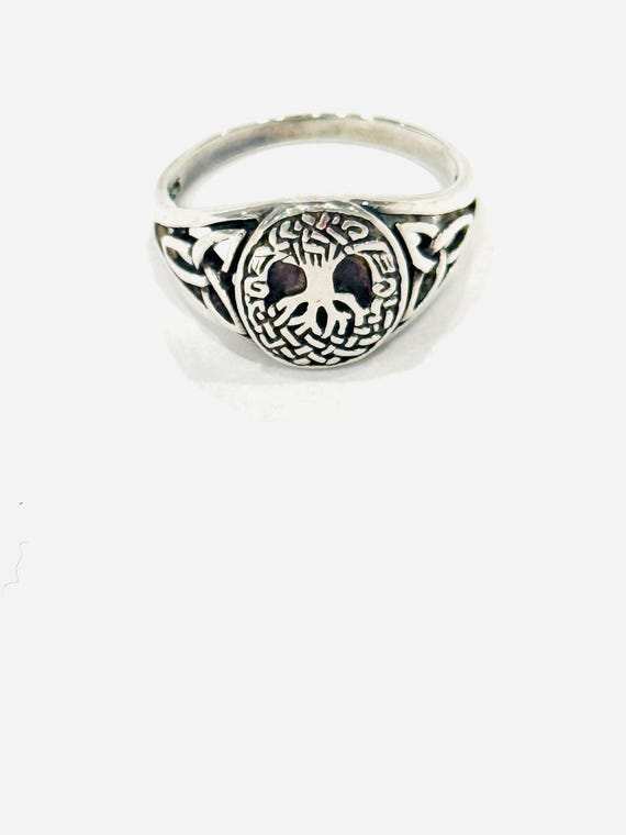 Sterling Silver Tree of Life Ring-Celtic Knot Design  Band.