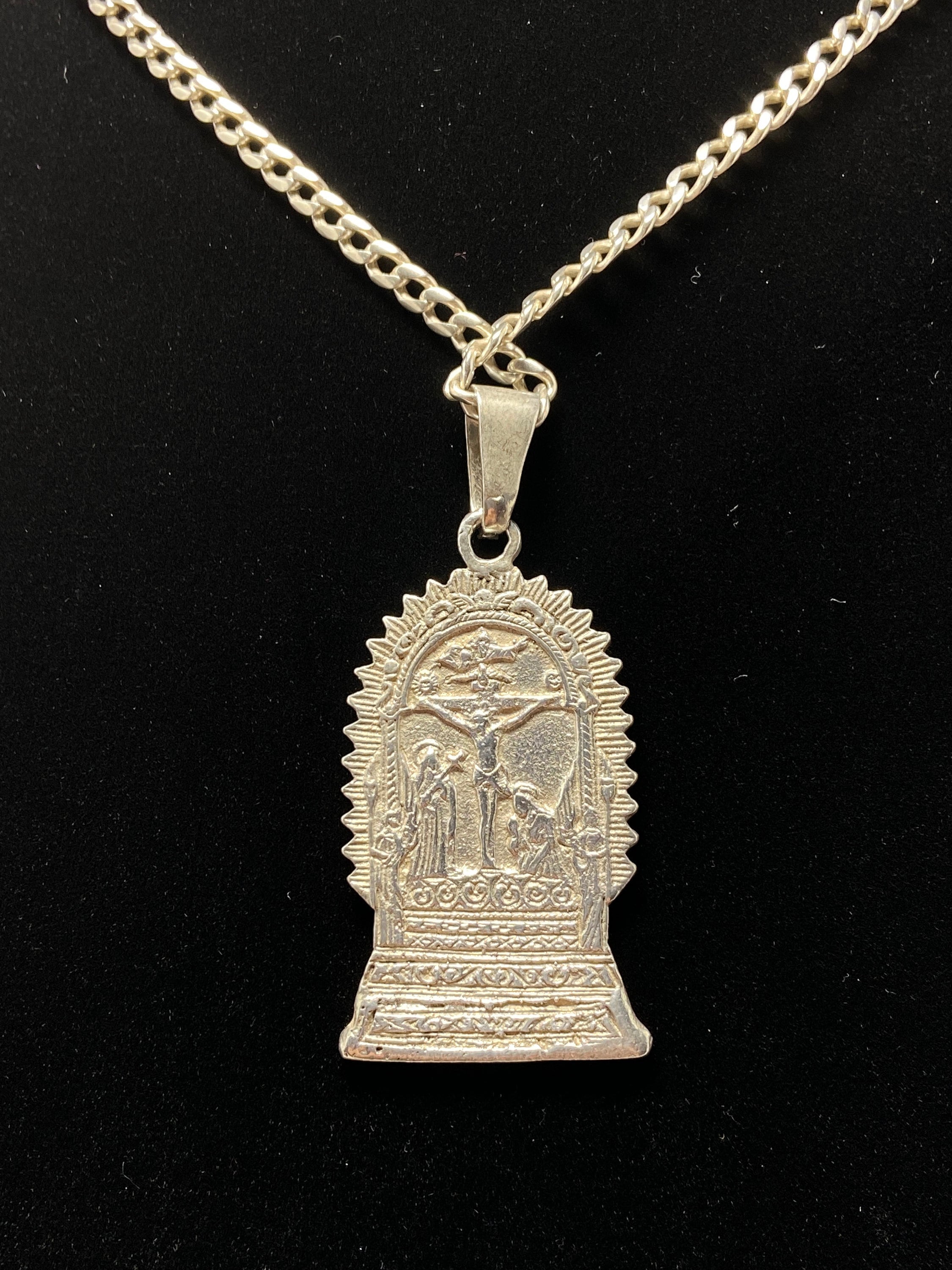 Vintage Sterling Silver Religious Pendant/ Necklace. Etsy