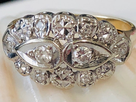 Vintage  Diamond Engagement Ring Art Deco/ - image 3