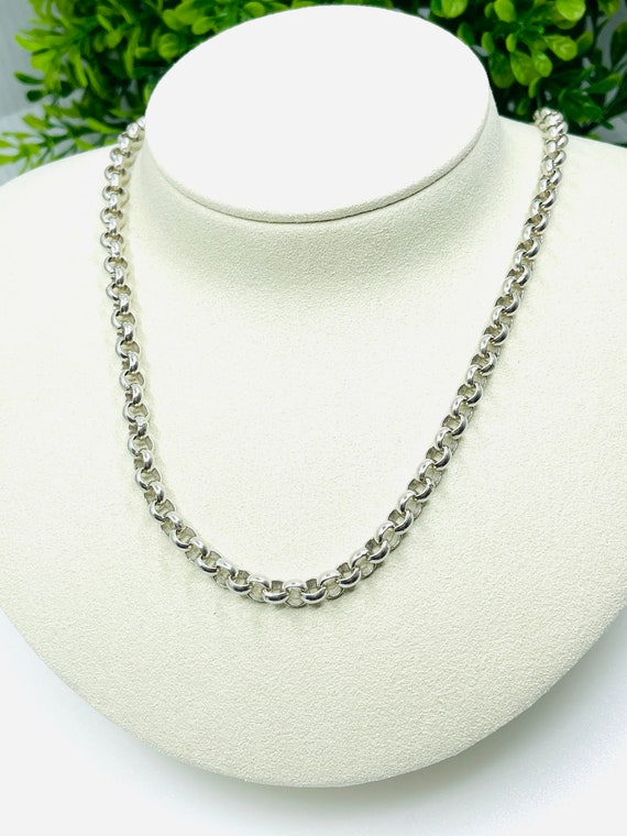 Vintage Sterling Silver Rolo Chain Necklace.