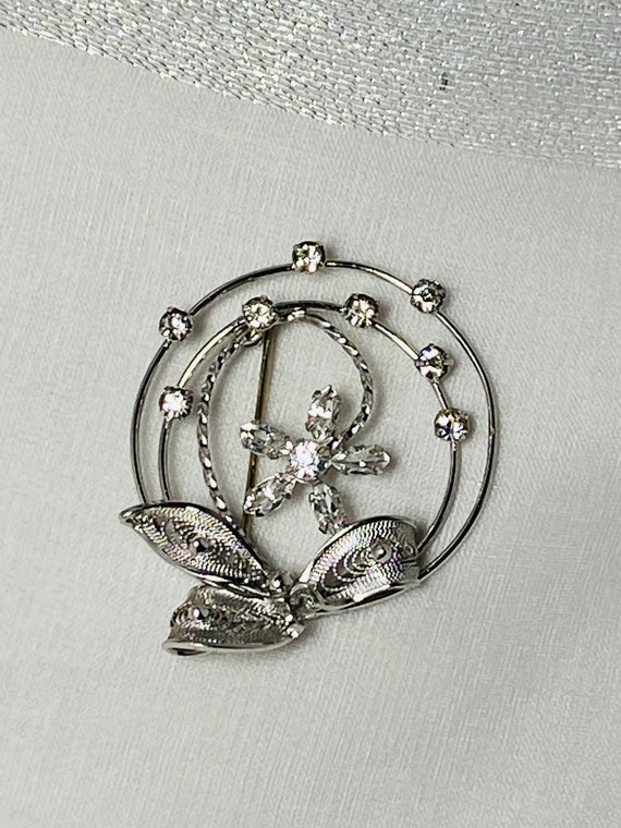 Vintage AM-LEE Sterling Silver Flower Pendant /Pi… - image 1