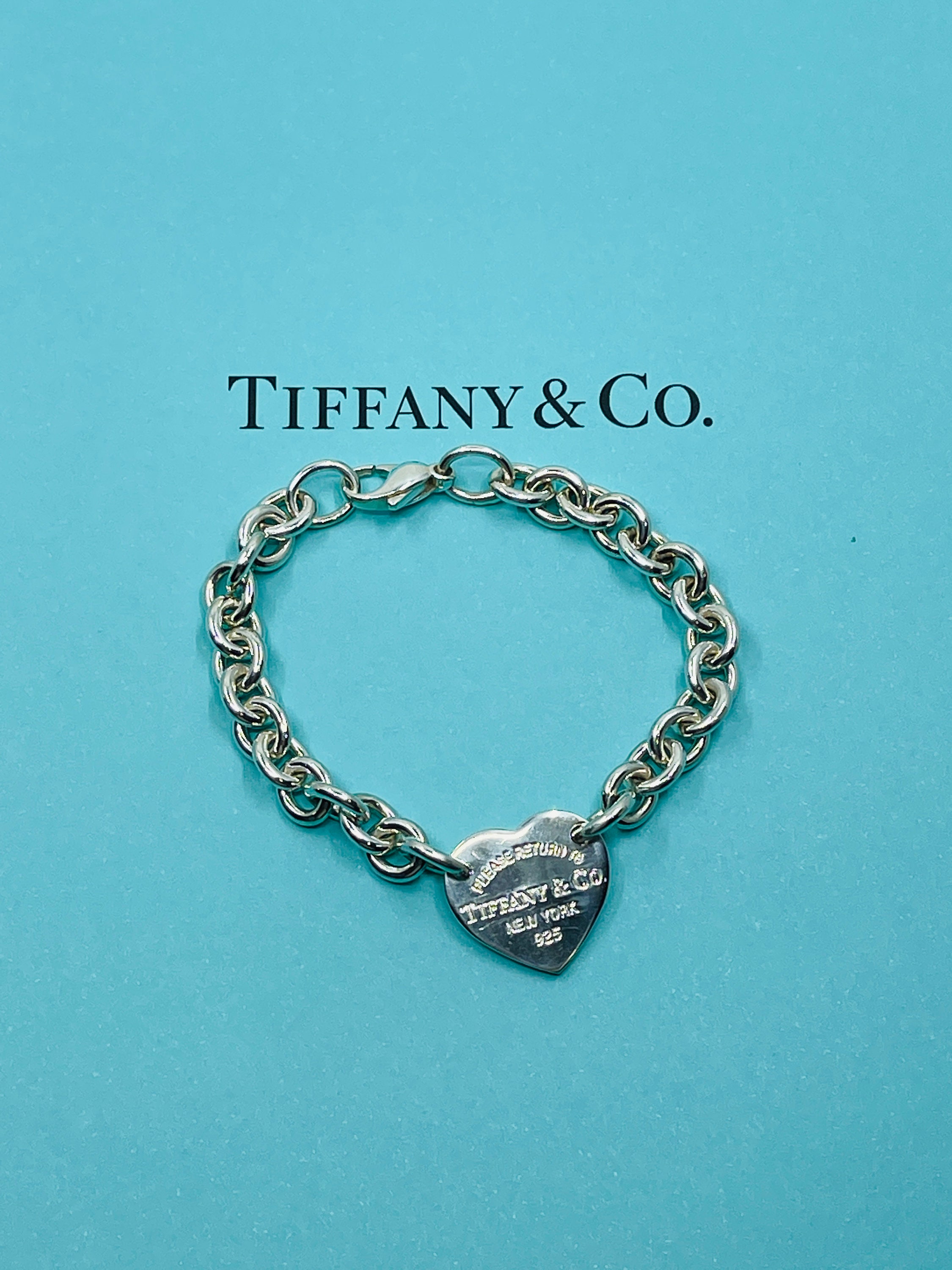 本物の TIFFANY&Co. スターリングシルバー ハートタグ ブレスレット