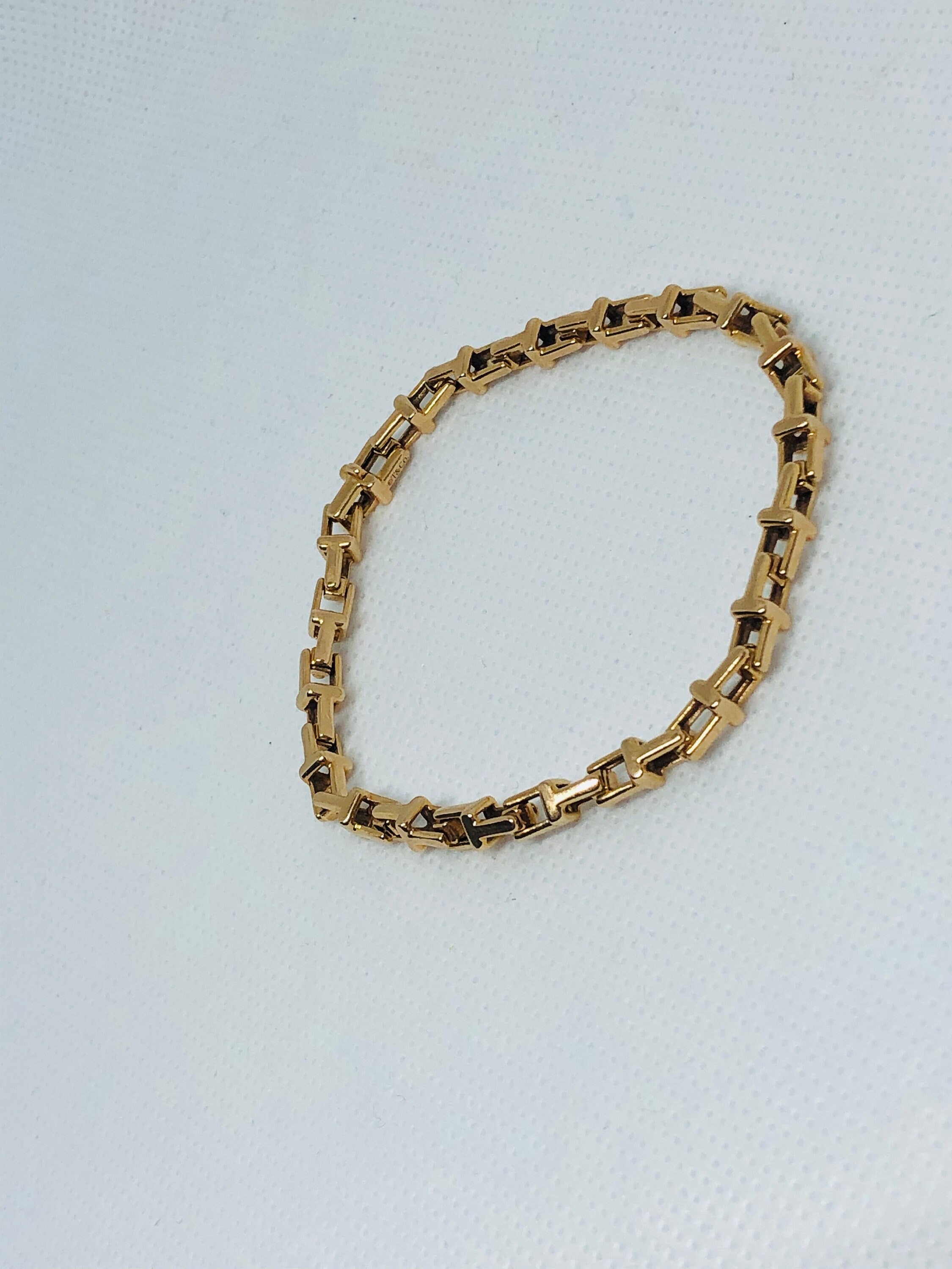 Authentic TIFFANY &co T Narrow Chain Bracelet in 18 Karat Gold. - Etsy
