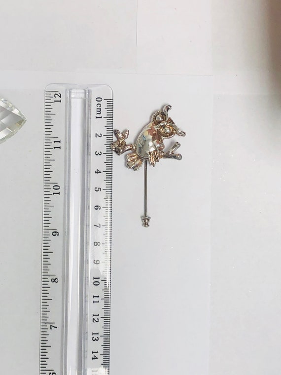 Vintage sterling silver Owl stick pin  brooch. - image 5