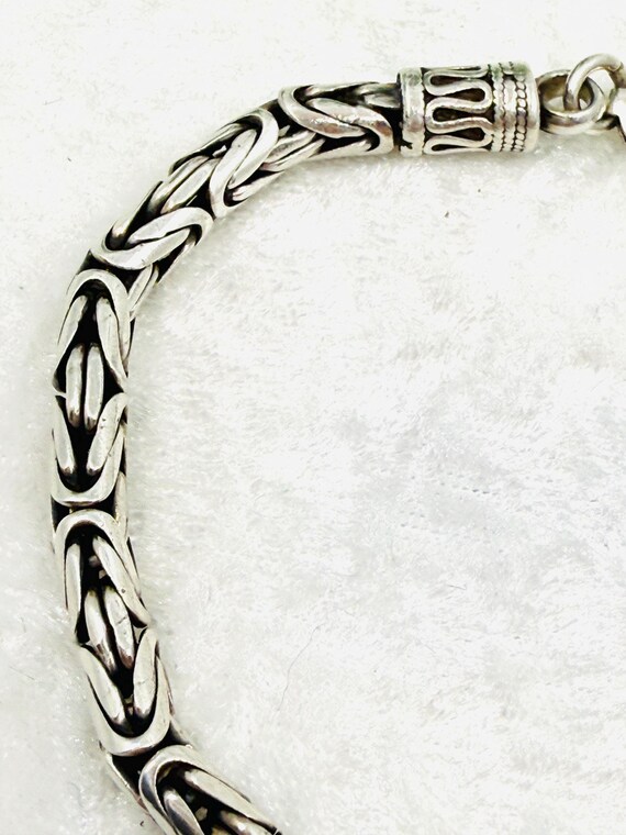 Bali Byzantine Sterling Silver Chain Link Bracelet. View 4