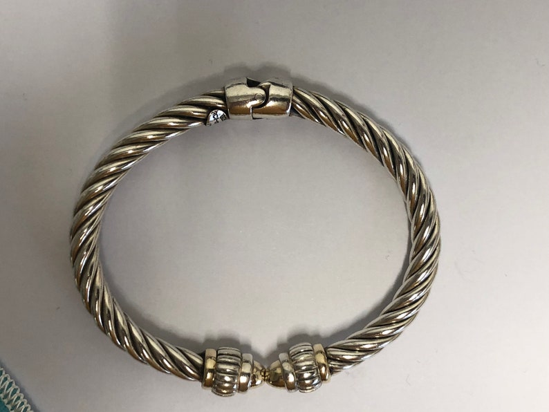 FLLI Menegatti Sterling Silver 925-18K gold classic cable hinged bracelet