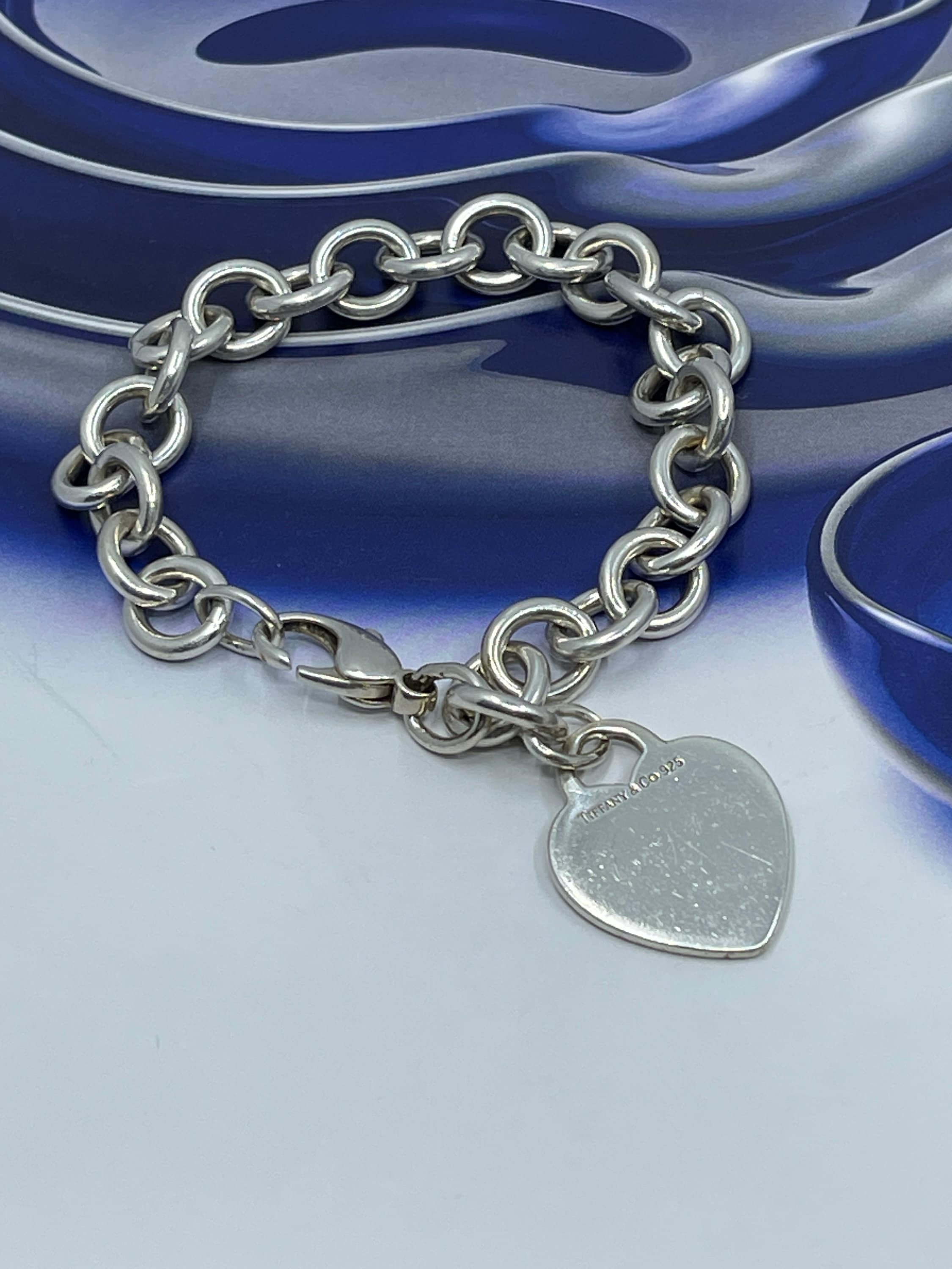 F*t様 Tiffany & Co. Heart Charm Bracelet Authentic Tiffany&co. Heart Tag Charm Bracelet in Silver. - Etsy