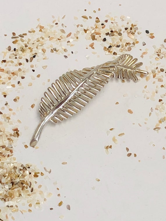 Vintage Sterling Silver Feather Pin Brooch . - image 2