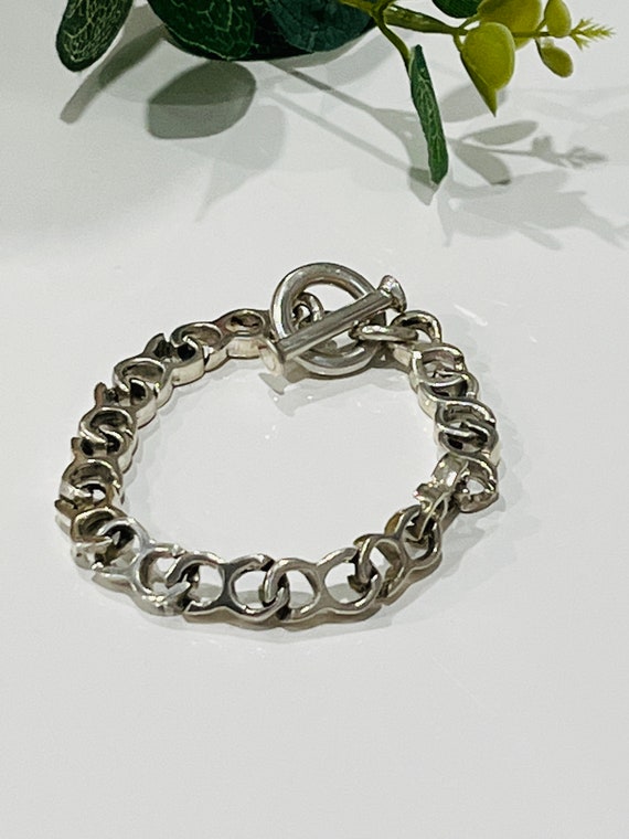 Vintage Sterling Silver Linked Chain Bracelet. - image 8