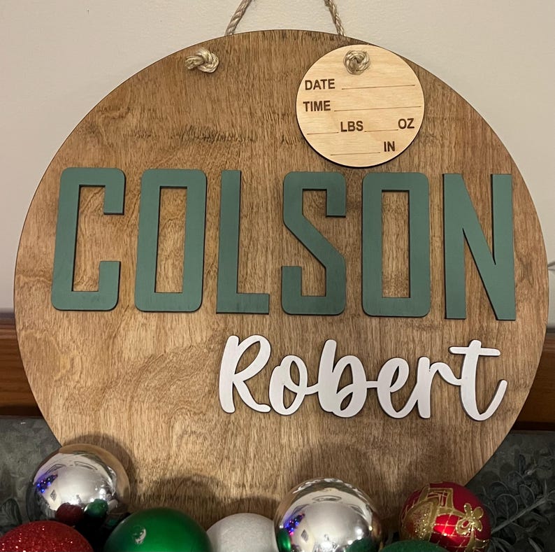 Nursery Wall Hanger With Birth Announcement / Hospital Door Hanger With ...