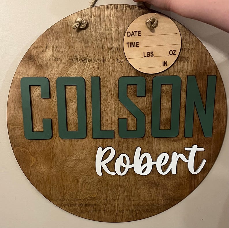 Nursery Wall Hanger With Birth Announcement / Hospital Door Hanger With ...