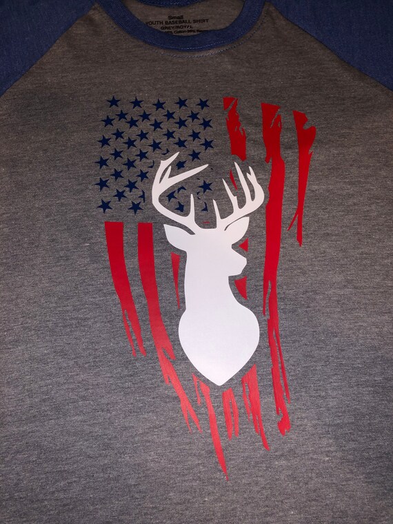 American flag deer shirt/ patriotic deer shirt/ red white and | Etsy