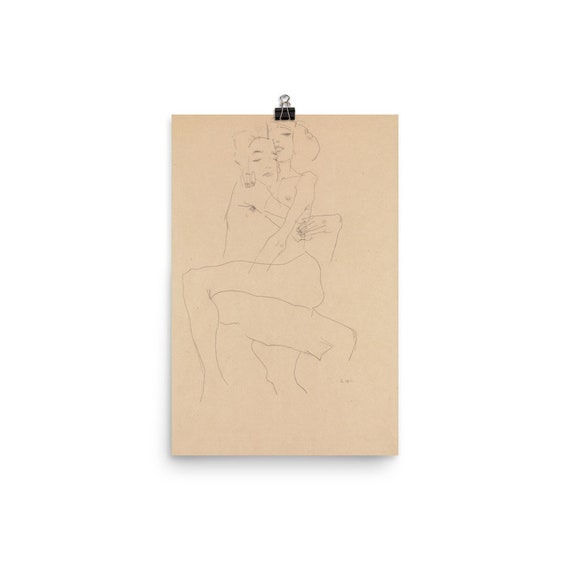 Egon schiele couple embracing
