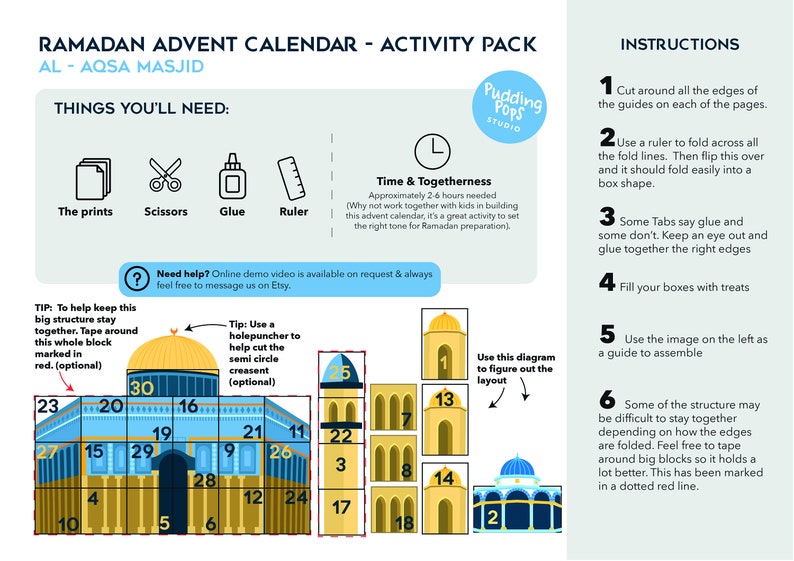 Ramadan Advent Calendar Al Aqsa Mosque masjid, Ramadan Calendar INSTANT