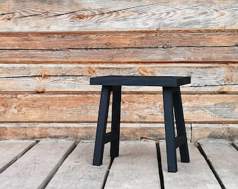 Tabouret Yakisugi en chêne, bois brûlé, marchepied en chêne, tabouret de cuisine, marchepied pour enfant, canapé