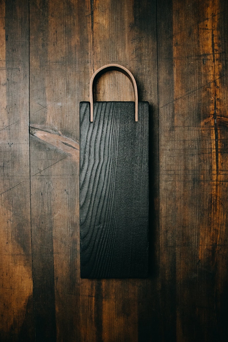 Yakisugi Cutting Board, Black Wood Cutting Board , Charred Wood Сhopping Board, Serving Board for Sushi Steaks, Meat, Fish image 1