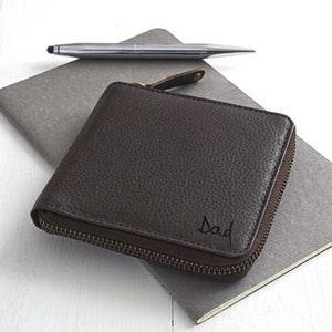 Personalised Zipped Leather Wallet With Coin Pocket