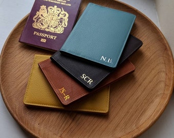 Leather Passport Holder with foil stamped letters and interior laser engraving personalisation