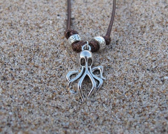 Handmade Octopus Necklace (Adjustable Sailing Rope Surfer Necklace Surf Jewelry Beach Jewelry Ocean Sea Birthday Gift Surfing Necklace)