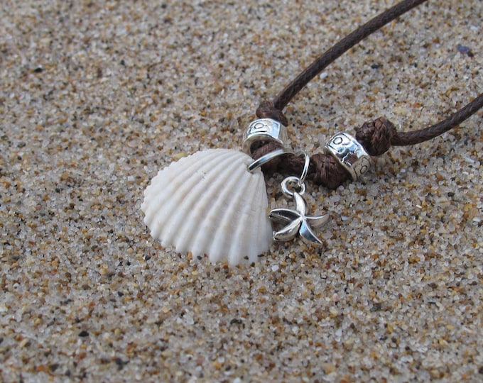 Handmade Sea Shell Necklace (Adjustable Sailing Rope Surfer Necklace Surf Jewelry Beach Jewelry Ocean Sea Birthday Gift Surfing Necklace)