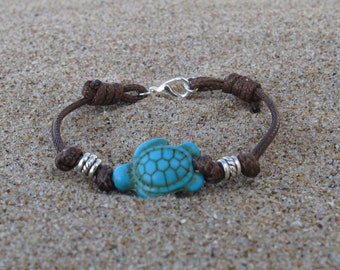 Handmade Surf Bracelet - Blue Turtle (Surf bracelet Summer bracelet Surfer Jewelry Beach Bracelet Ocean Jewelry Birthday Gift Sailing jewel)