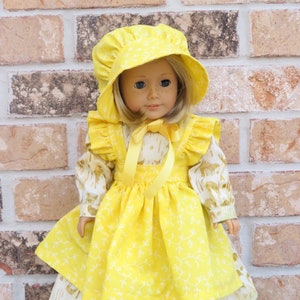 Fit’s 18” American Girl Dolls  / Doll Clothes / Historical Yellow Prairie Dress