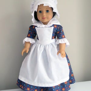 1770s Historical Colonial Day Dress, Fits 18” American Girl Dolls / Doll Clothes