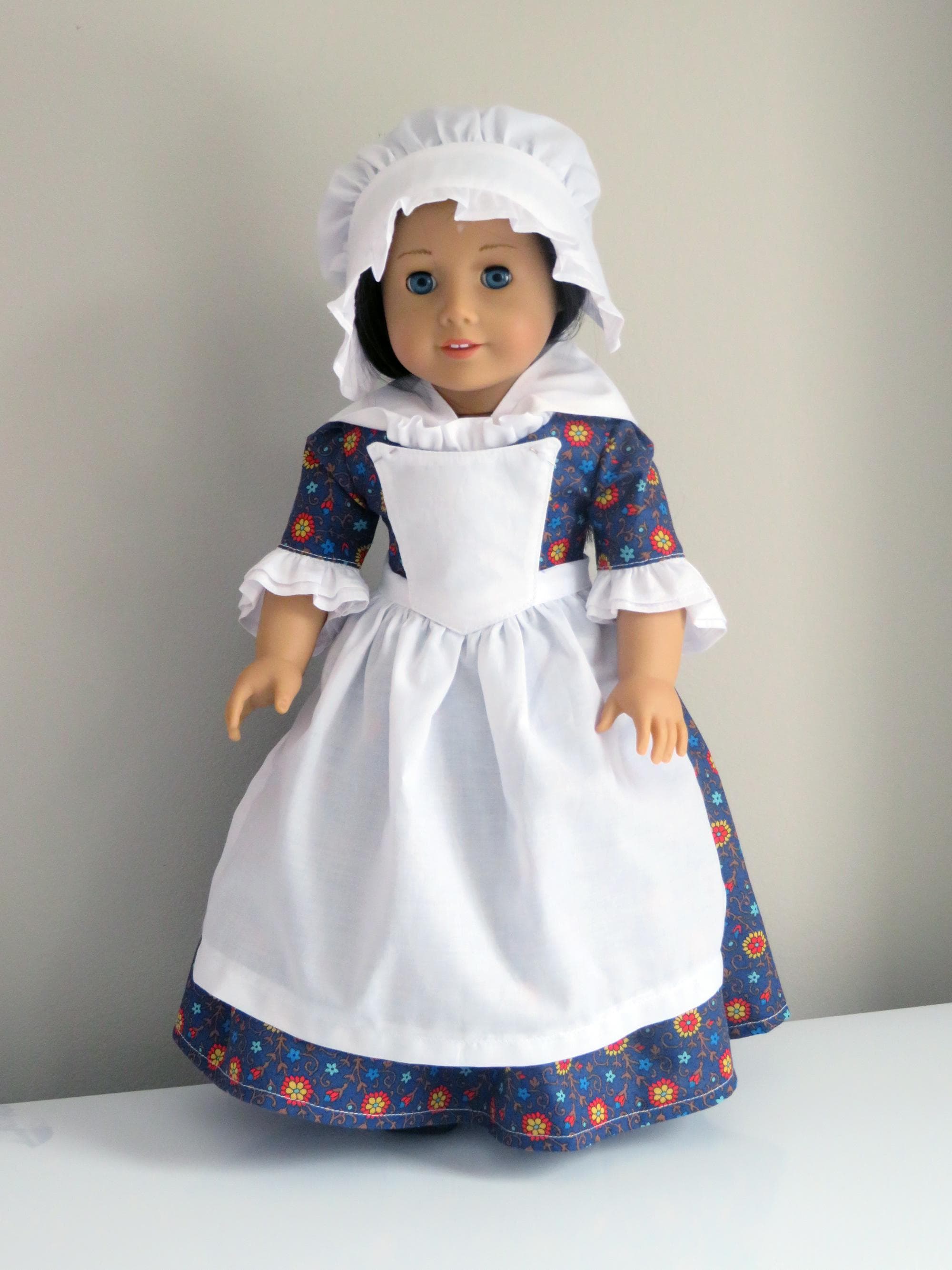 Doll Clothes: 1770s Historical Colonial Day Dress, Fits 18