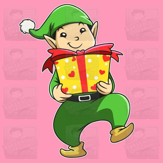 Download Free Christmas Elf Clipart Design Elf Giving Gift Design In Svg Etsy SVG DXF Cut File