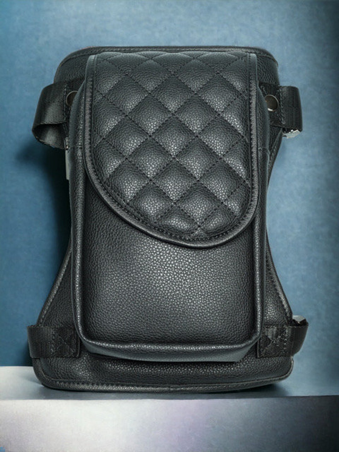 Zenith Shadow Black Tactical Leg Hip Thigh Belt Bag Quilted Leather