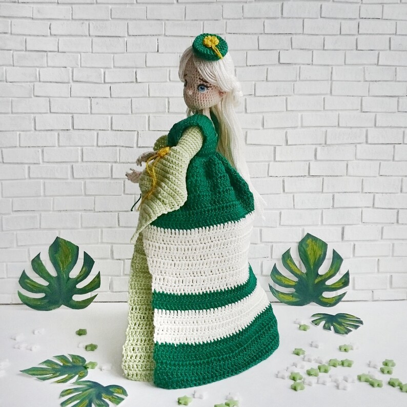 Realistic pattern crochet doll in dress in English / in Etsy