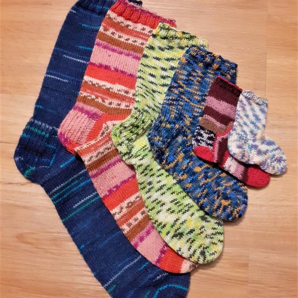Socken Größe 48/49 verschiedene Farben und Muster Echte Handarbeit Keine Strickmaschine