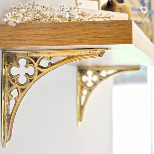 Single Quattro Brass Shelf Bracket Etsy UK