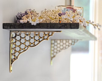 Single Honeycomb Brass Shelf Bracket