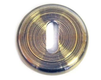 Round Escutcheon with a Radius Edge - Antique Brass Finish