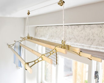 Brass Six Lath Victorian Kitchen Maid® Pulley Clothes Airer